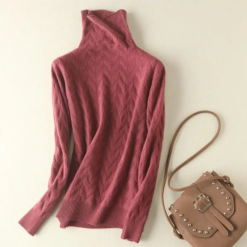 rust red Women New Fashion Soft Sweaters and Pullover Wool Knitting Jumpers Ladies 8Colors Turtleneck Clothes - Цвет: rust red