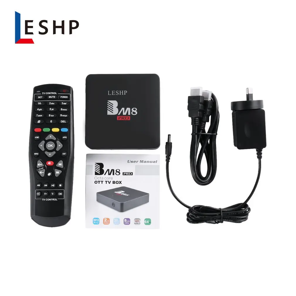 LESHP BM8PRO tv BOX 4K Android6.0 Amlogic S912 Восьмиядерный 2 ГБ DDR3 32 Гб EMMC 2,4G/5G двойной wifi диапазон BT 4,0 3D медиаплеер