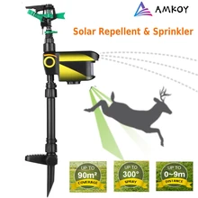 Movimento movido a energia solar ativado poderoso eco-friendly jato spray repelente de controle de pragas repelente animal pulverizador automático jardim