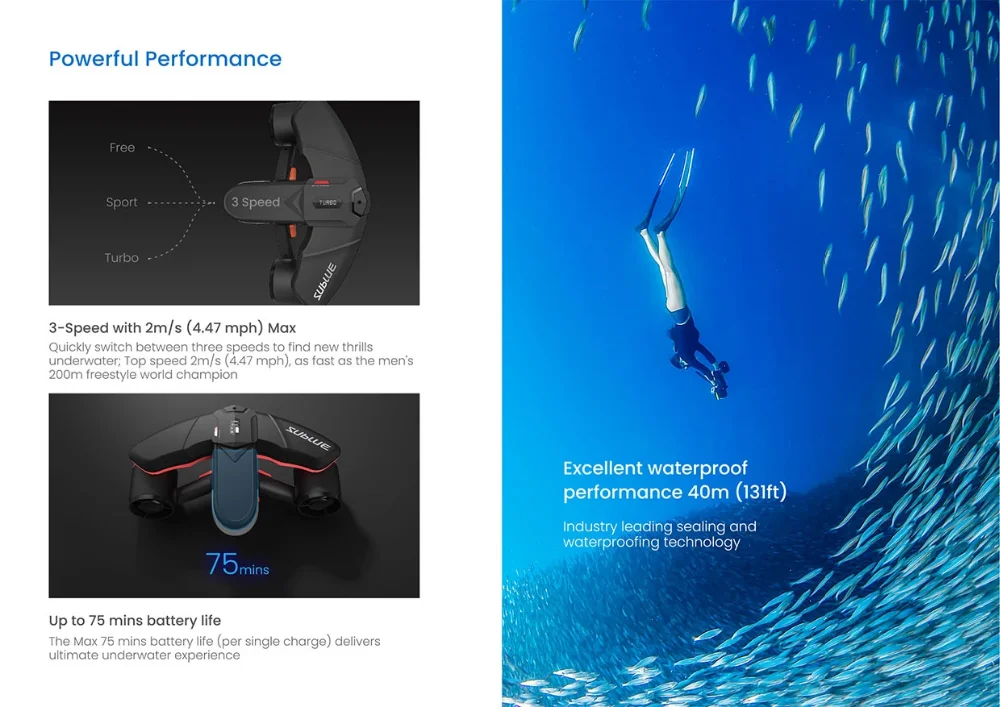 Sublue Seabow Professional Smart Electric Underwater Scooter for Diving Snorkeling in the Water hand-held Diving equipment