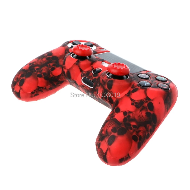 Резиновый чехол для PS4 Череп силиконовый защитный чехол для джойстика чехол+ 2 джойстика крышки для PS4 Pro тонкий контроллер
