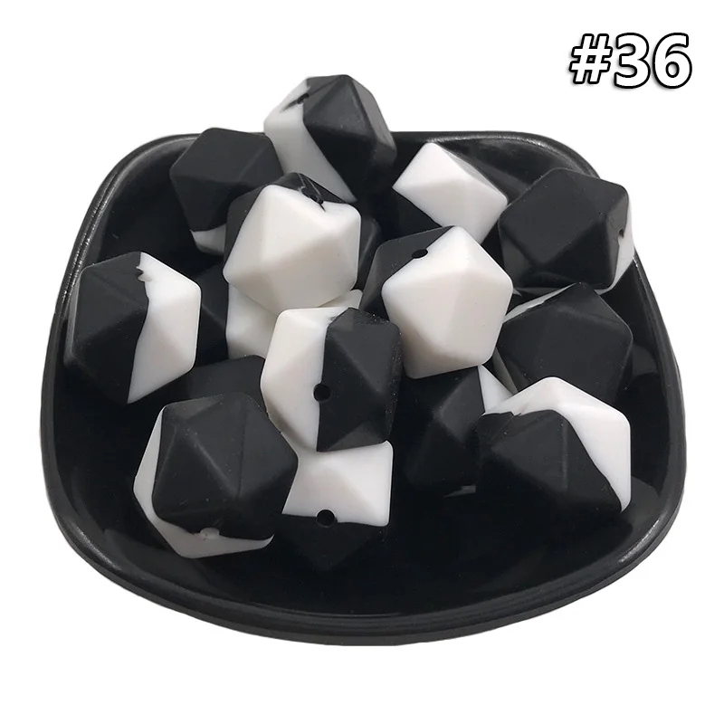 5PCS Beads 36 5 шт./компл. силиконовые шестигранные шарики 17 мм Силиконовые Шарики фитинг BPA бесплатно пищевого качества детские жевательные прорезыватели Прорезыватель Соска клип игрушка - Цвет: 5PCS Beads 36