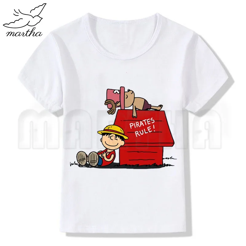 WhiteK Цельнокроеная LUFFY белая футболка для маленьких девочек летние повседневные футболки с короткими рукавами для мальчиков детские модные топы, летняя футболка для девочек - Цвет: WhiteK