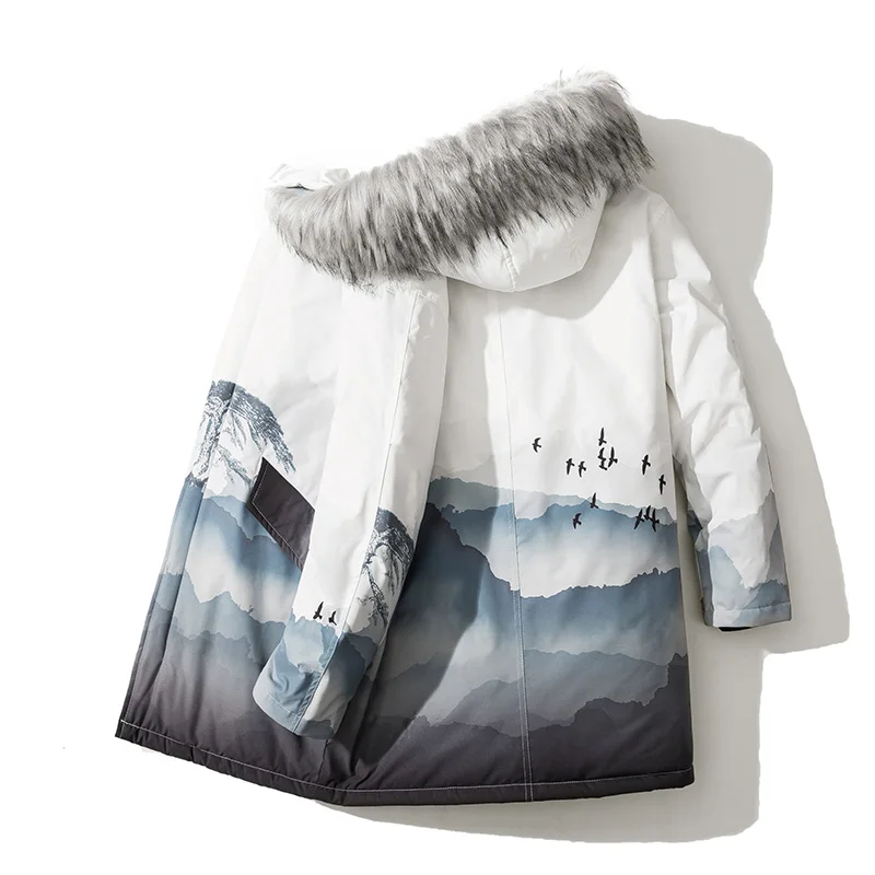 Fashion Winter New Hip Hop Wild Goose Jacket Men Warm Coat Fashion Casual Parka Thickening Fur Coat Men For Winter