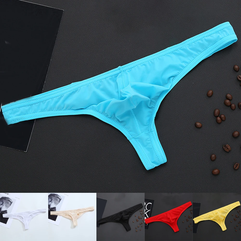 Mens Underwear Sexy Thongs Gay Ultra Thin Transparent Mesh T Panties Man Intimate Solid Breathable Pouch Penis Erotic Lingerie