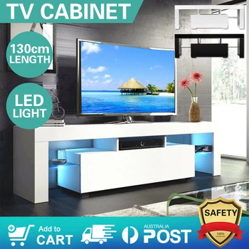 

130cm Stylish Living Room Bedroom TV Cabinet Drawer With LED Easy Install Modern Storage Cabinet For Living Room Bear Weight