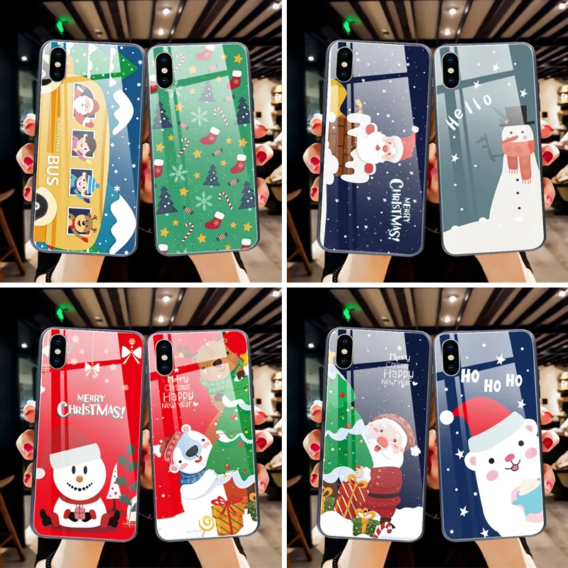 

For iphone 8 X XR Christmas Phone Case iPhone 7P Dedicated Red Phone Case iPhone XSMAX Tempered Glass Phone Case