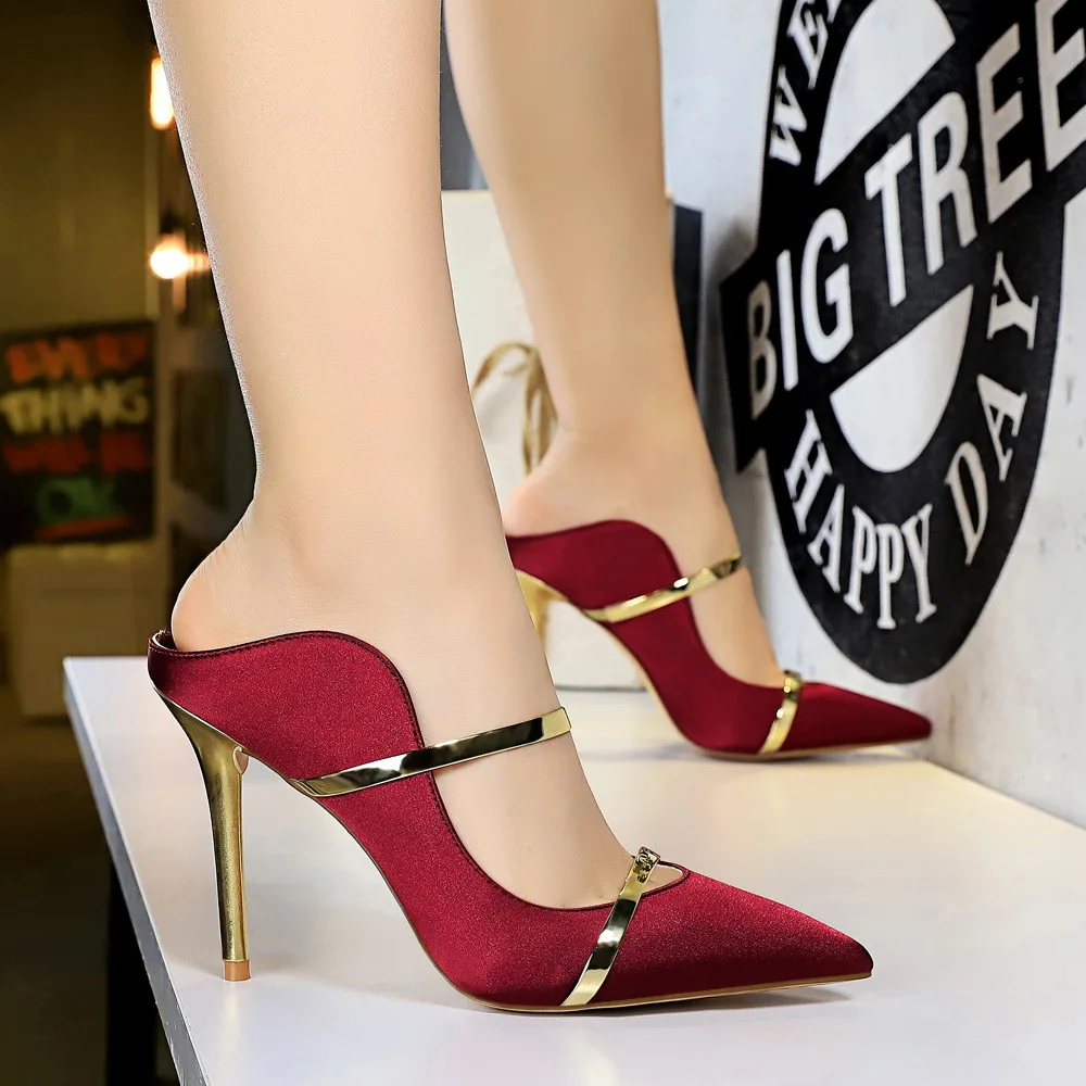 Обувь; женские туфли-лодочки; Новая женская обувь; Модные женские босоножки на высоком каблуке-шпильке 10 см; пикантная обувь для вечеринок; женская обувь на каблуке - Цвет: Бордовый