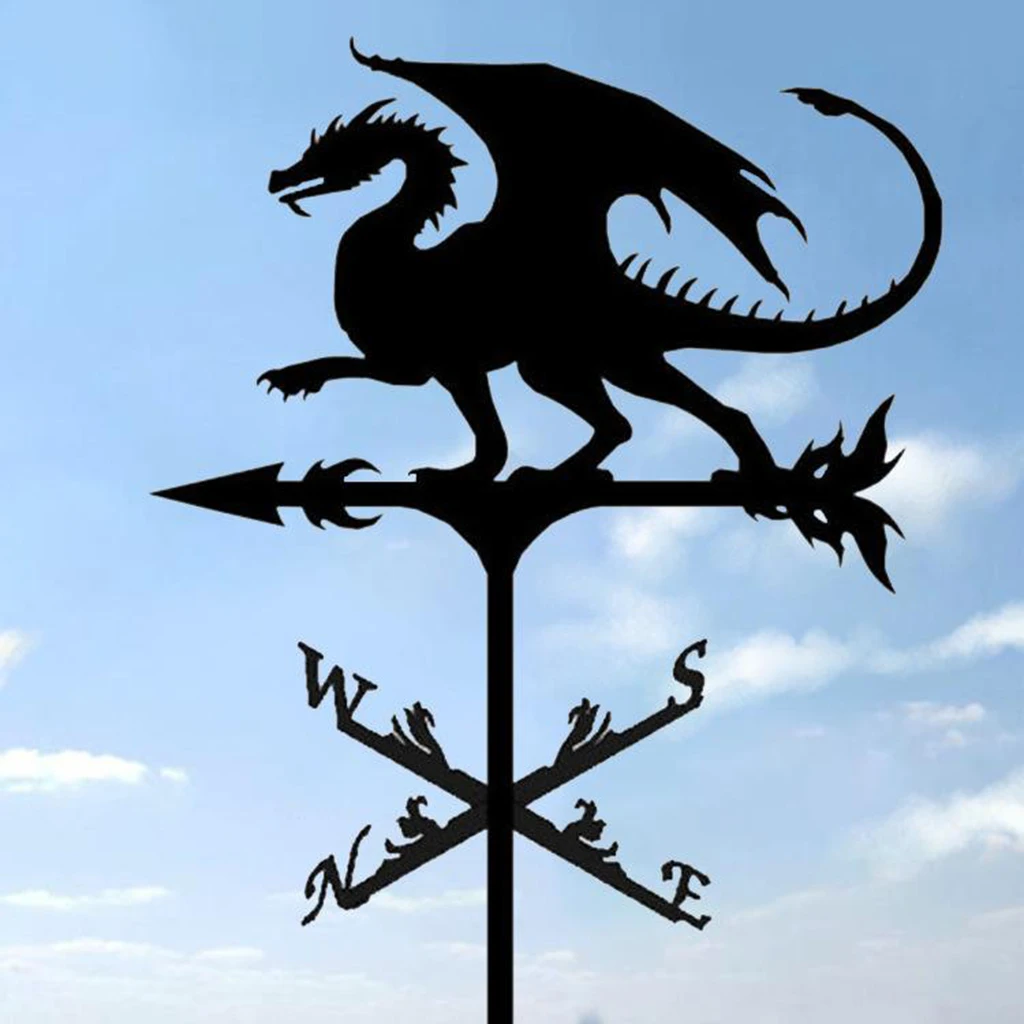 Iron Farmhouse Weather Vane Roof Mount Wind Direction Indicator Kit Outdoor Garden Bracket Wind Speed Spinner Wind Spinner