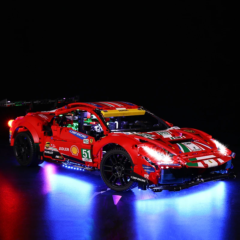 Светодиодный светильник в комплект для лего 42125 Феррари 488 GTE &quotAF Corse #51 (только том