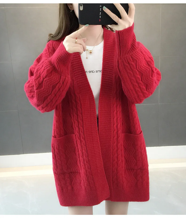Spring And Autumn Women's Knit Cardigan Solid Color Wild Spring New Shirt Korean Version Of The Loose Sweater Women Coat