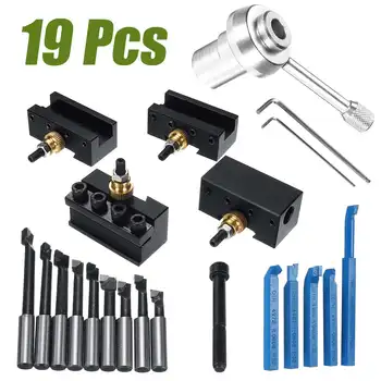 Best 19PCS Mini CNC Lathe Tool Holder Quick Change Tool Post Holder Screw Kit Set With 3/8'' Boring Bar Indexable 3/8