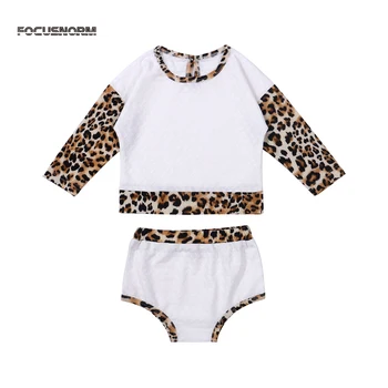 

FOCUSNORM Autumn 0-24M Infant Baby Girls Boys Clothes Sets Leopard Print Long Sleeve Pullover T Shirts Tops Shorts 2pcs
