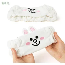 Стиль, корейский стиль, повязка для волос с изображением коричневого медведя из мультфильма, повязка для волос для мытья лица, бархатная лента для волос с вышивкой и кристаллами, расширенная повязка на голову