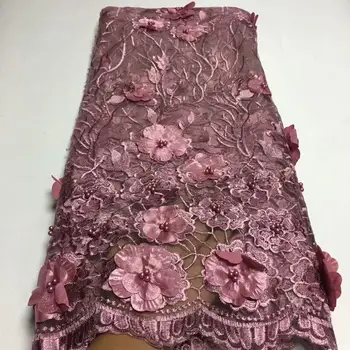 

Heavy Work Sequined French Mesh Lace Fabric Embroidery Wine African Net Tulle Lace Fabric With Sequins For Party Wedding Dress