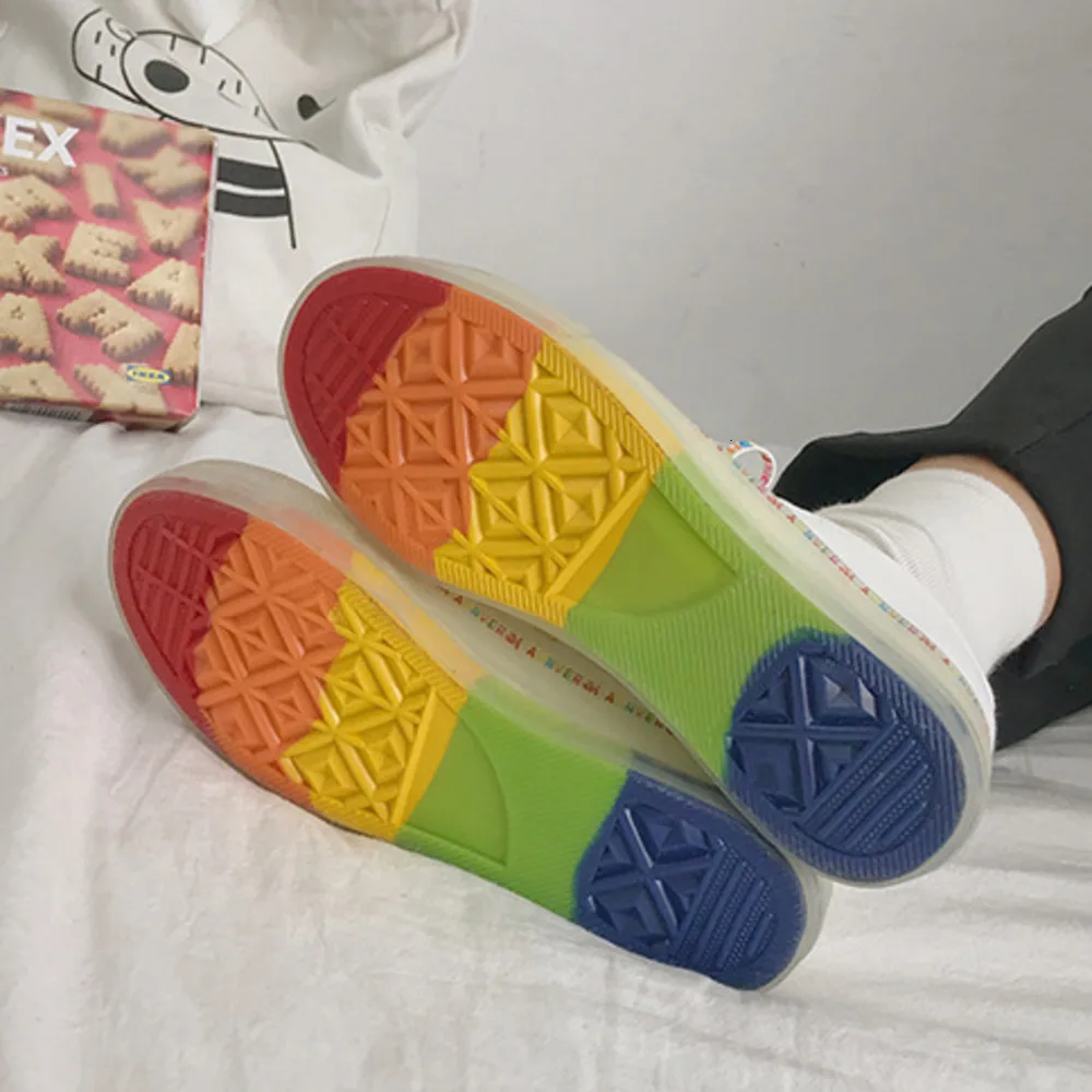 Transparent Rainbow Bottom Canvas Shoes Women New Student Korean Crystal Jelly Sole Girls Casual Sneakers Female Trainers 2
