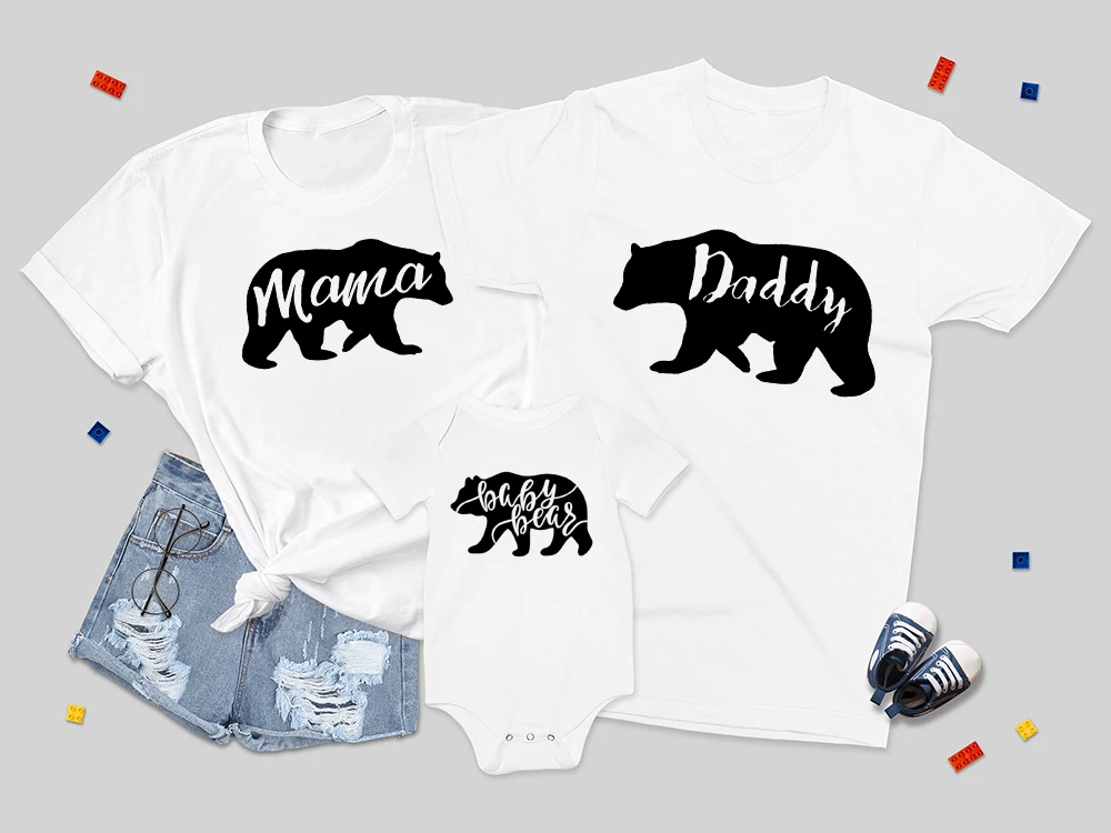 aunt and niece matching outfits Mama Bear Daddy Bear Baby Bear Family T-shirt Set Matching Shirts Cute BFF's Besties Set Children's Father and Son Fathers Day aunt and niece matching outfits