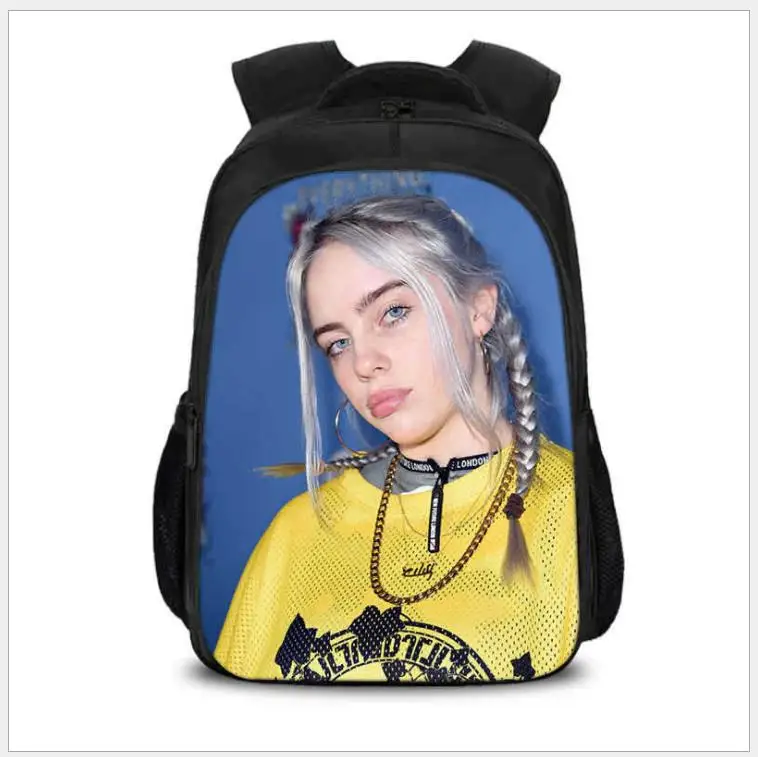 as pictures Певица Billie Eilish, рюкзак, качественная женская сумка billie eilish, Студенческая школьная сумка для подростков, девочек и мальчиков, mochila escolar - Цвет: as pictures