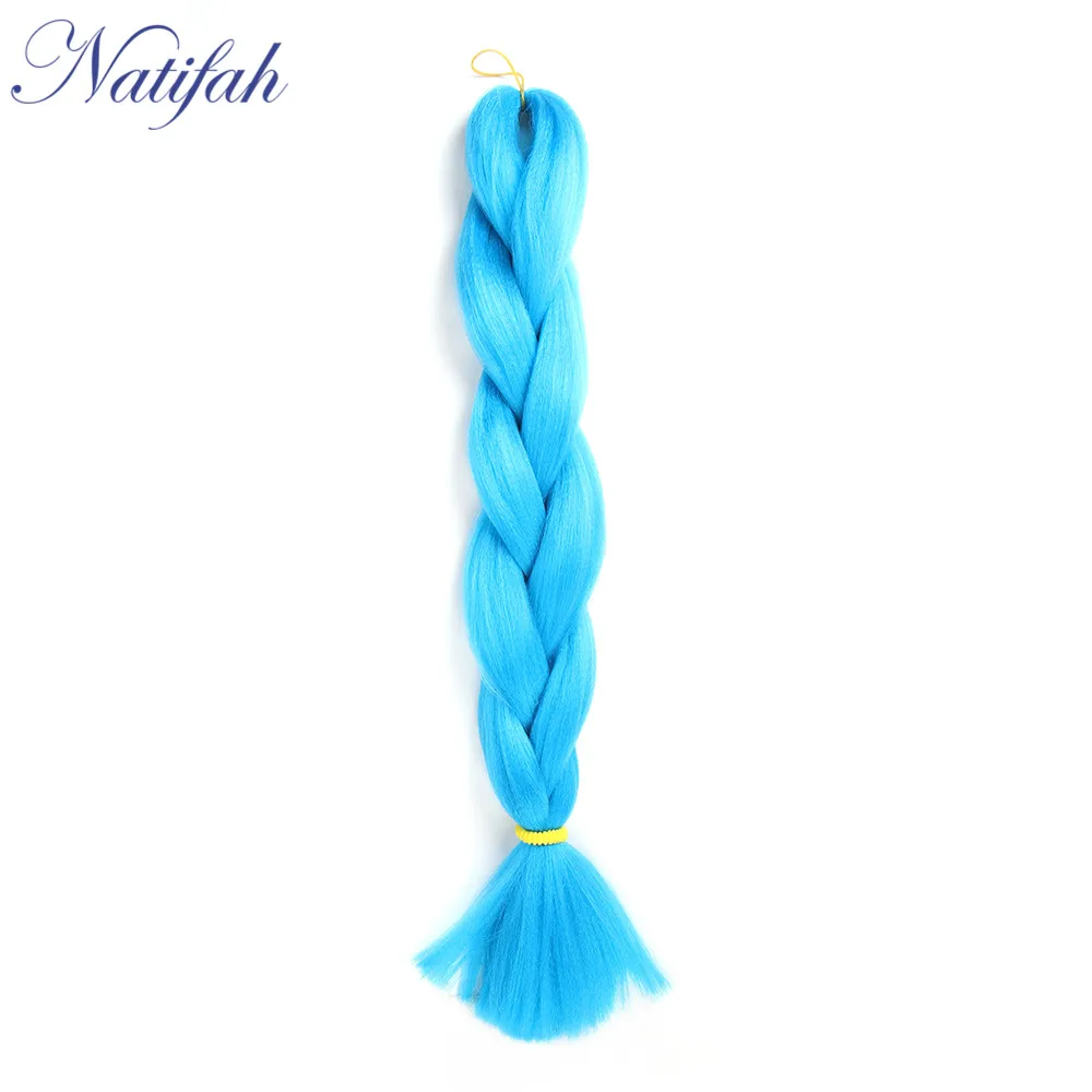 3Blue Natifah Jumbo вязанные крючком косички синтетические плетеные волосы коробка косички 24 дюймов Розовый Золотой Серый Цвет для женщин - Цвет: 3Blue