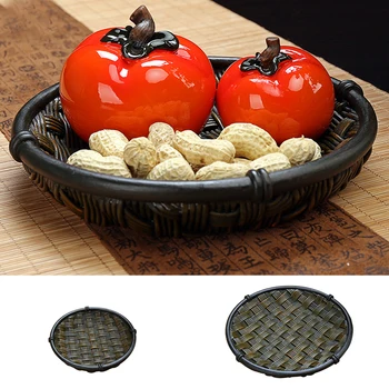 

Durable Round Rattan Serving Tray Kitchen Tea Coffee Breakfast Platter