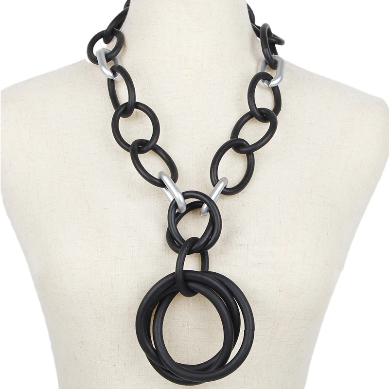 YD & collar de goma gótico de moda, rojo, negro, gris, Beige, vestido de adhesivo hecho a mano, sencillo de plástico para Jersey, joyería de cadena|Collares colgantes| -