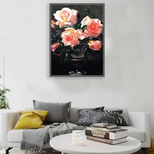 Лучший DIY мозаичная инкрустация в виде роз цветок алмазная живопись цветок картина Алмазная Вышивка крестом домашний декорация Рождественский подарок