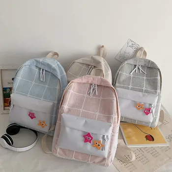 

2020 New Lattice Canvas Backpack for Women Large Capacit Travel Backpacks Female School Bag for Teenage Girls Book Mochilas
