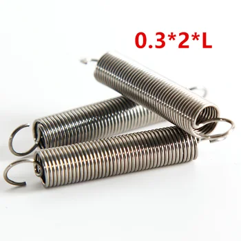 

10pcs Dual Hook Small Tension Spring 304 Stainless steel Extension spring wire dia 0.3mm Outer dia 2mm Length 10-50mm
