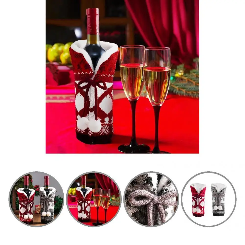 Bottle Cover Delicate Xmas Bowknot Wine Bottle Cover Wine Bottle Cover