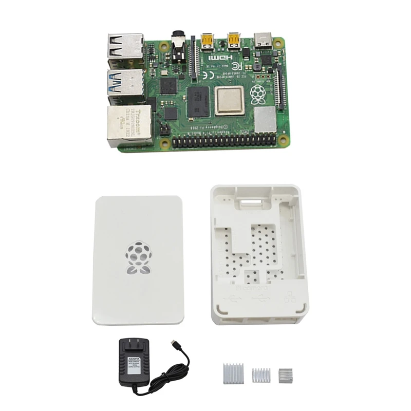 Для Raspberry Pi 4 Модель B ABS чехол 4G Оперативная память DIY Kit с белым радиатора 5V 3A Мощность адаптер для Raspberry PI 4B