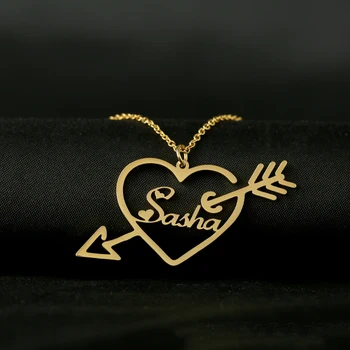 

Handmade Custom Name Personalized Name Necklaces for Women Men Stainless Steel Jewelry Gold Filled Heart Name Chain Necklace