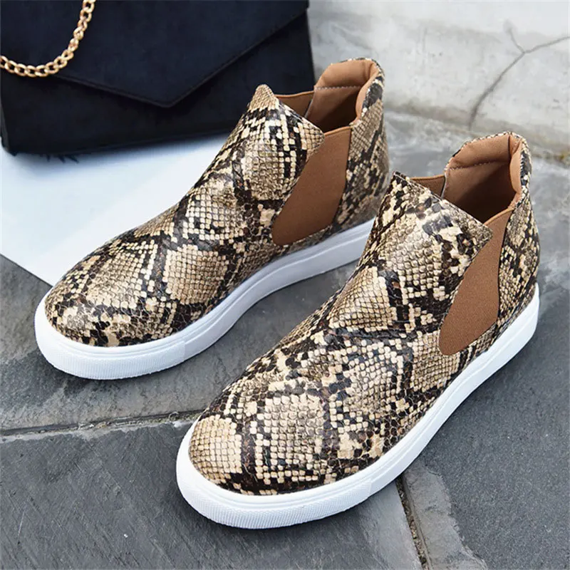 NAUSK Woman Flat Slip On Casual Shoes Women Autumn Sneakers Platform Ladies Fashion Snake Female Comfortable Plus Size Footwear