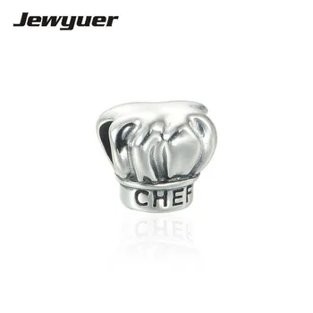 

Summer collection Silver Chef Hat charms 925 Sterling Silver fine jewelry Fit bead Charm Bracelet DIY for women BE244