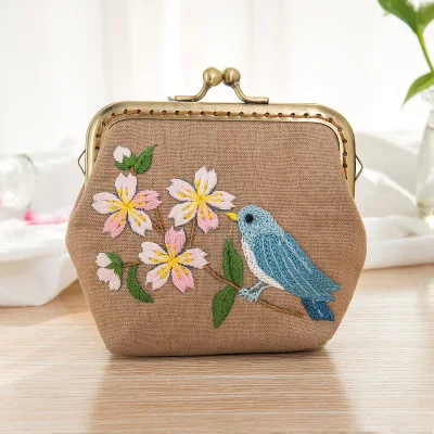 DIY ленточный кошелек для вышивания цветов для начинающих наборы для рукоделия серия для вышивания крестиком художественные Поделки Сделай сам кошелек для монет набор для шитья - Цвет: C02