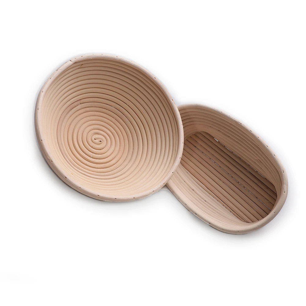 Rattan Bread Basket for Baking with Cloth Liner & Dough Scraper