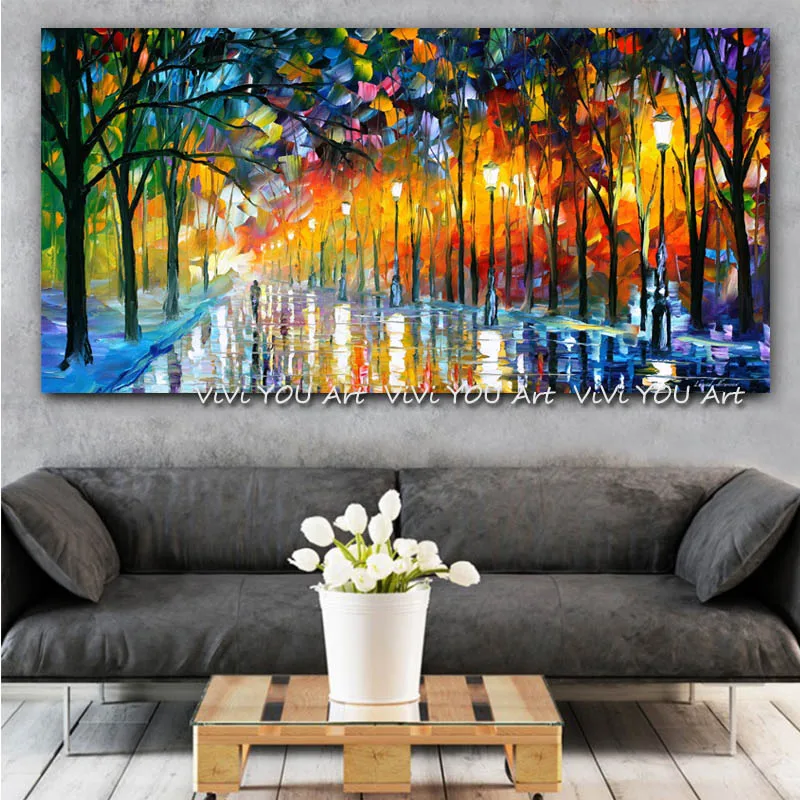 Canvas-Painting-Landscape-Poster-Walling-In-Rain-Light-Road-Oil-Painting-Wall-Art-Pictures-for-Living (4)