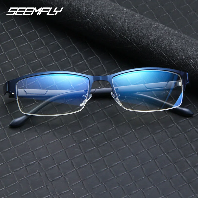 

Seemfly Men Women Classic Glasses Frame Anti Blue Rays Square Half Metal Eyeglasses Spectacles Goggle Fashion Unisex Eyewear New