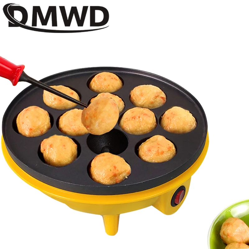 

DMWD Japan Professional Octopus Ball Maker Takoyaki Baking Machine Mini Electric Chibi Maruko Grill Pan 110V 220V With 18 Holes