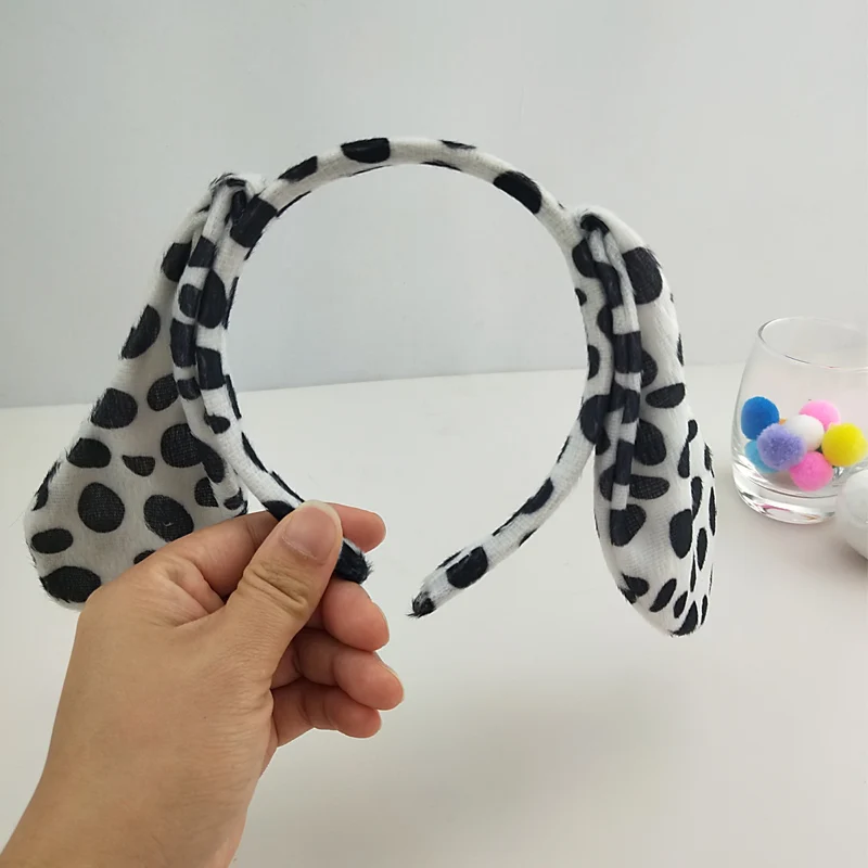 Kids Boys Girls Dalmatian Dog Ear Headband Bow Tie Tail Animal Cosplay Party Halloween Costume for Kids Birthday Gift Christmas