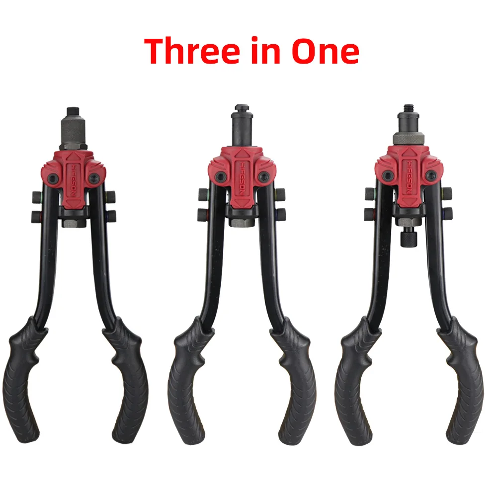 HIFESON 619 Three-in-one Multi-function Manual Ram Gun Rivet Nut Gun Rivet Gun Reaming Gun 90PCS M3-M10 Nuts 50PCS Rivets Set 4