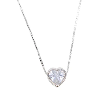 

TF-98 single stone solitaire cz cubic zirconia delicate dainty box chain 925 sterling silver bezel heart single stone star
