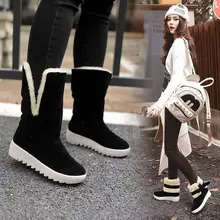 LZJ/Новинка года; женские зимние ботинки; уличная теплая обувь на меху; женские шерстяные сапожки из флока без застежки; однотонные повседневные ботинки; Размеры 35-40