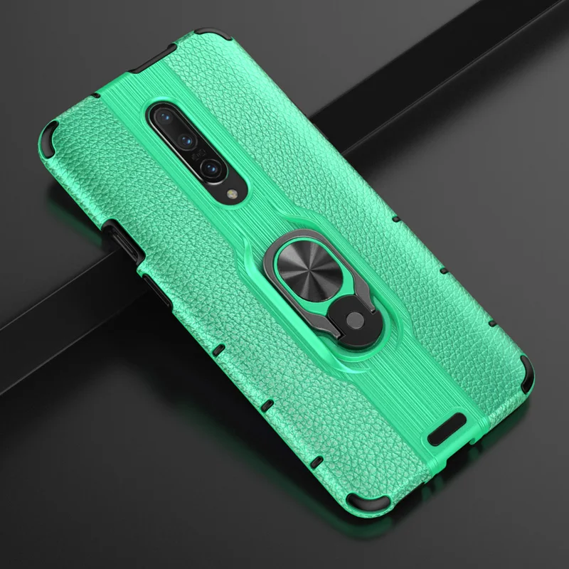 Бизнес кожа текстура Броня чехол для Oneplus 7 Pro чехол кронштейн палец кольцо Жесткий Чехол для One Plus 7 Pro Чехол Для Телефона
