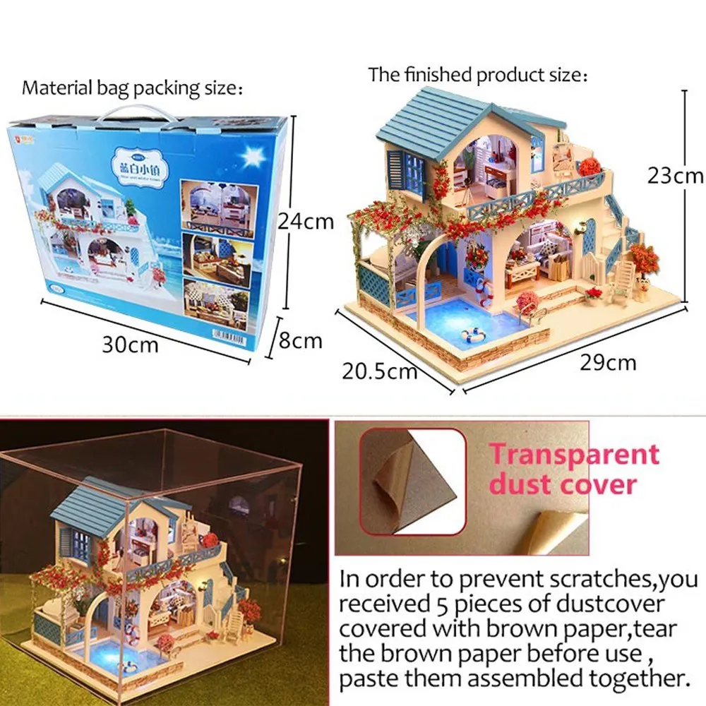 Miniature DIY Dollhouse Kit Toys Wooden DollHouse Furniture Model Building Kits Toy Gift Wooden Doll House Model For Kids Adult