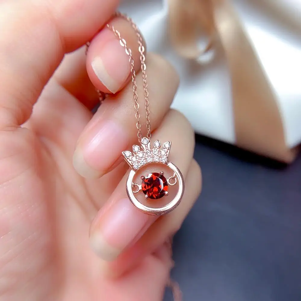Серебро 925 пробы настоящие красные гранатовые кулоны отправить ожерелье