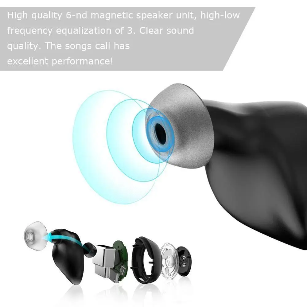 Universal Mini Wireless Bluetooth Earphone in Ear Stereo Sport with Mic Handsfree Single Headset Earbuds for iPhone Xiaomi Vivo