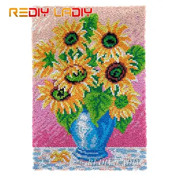 

Latch Hook Rug Sunflowers Vase Chunky Yarn Tapestry Kits Crochet Cushion Mat DIY Carpet Rug Needlework Hobby & Crafts 58*82cm
