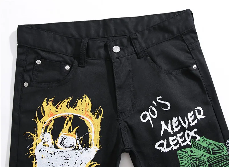 KIMSERE модная футболка с принтом в стиле «хип-хоп» рок джинсы брюки Марка NEW Fashion Hi Street роспись рок джинсовые брюки для мужчин ночной клуб