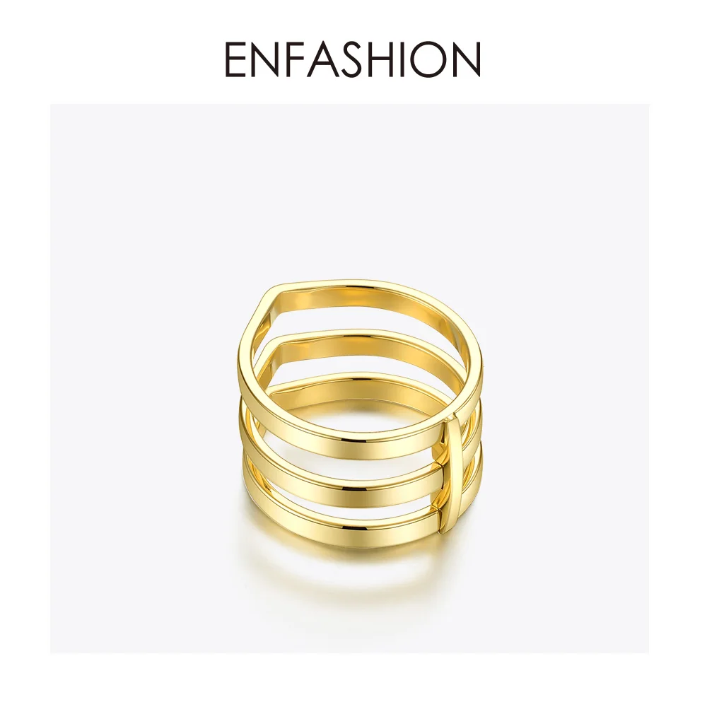 ENFASHION панк 3 ряда многослойное кольцо из нержавеющей стали золотого цвета миди кольца на пальцы фаланги для женщин модные ювелирные изделия Anillos R4016