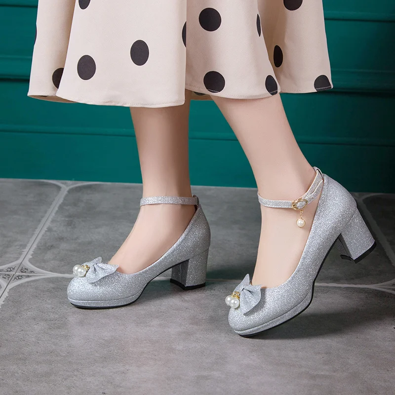 Artfaerie Womens Ballet Flats Pointed Toe Glitter Court Shoes Ankle-Strap Pump 